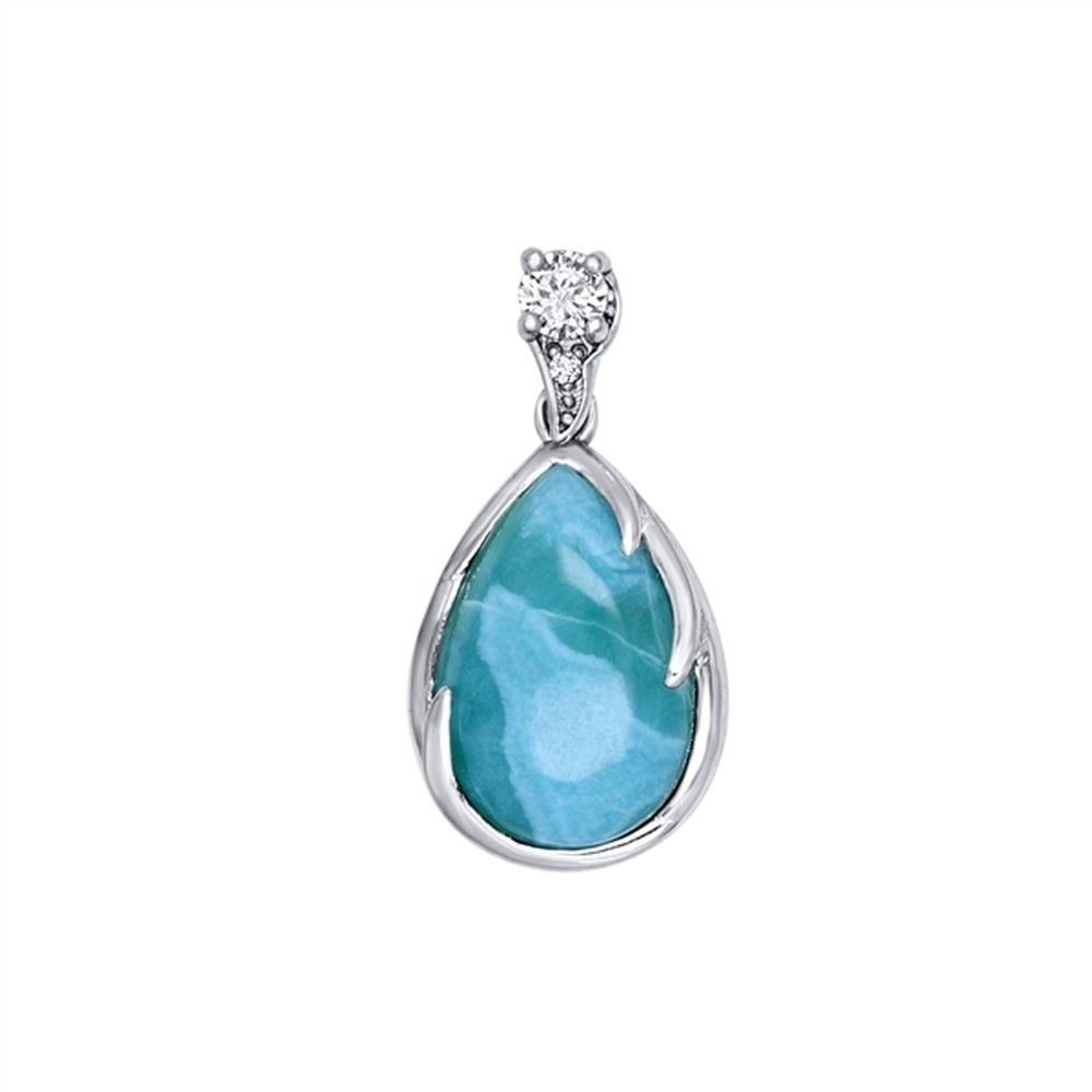 925 Sterling Silver Larimar Pear Pendant 3.73 gm